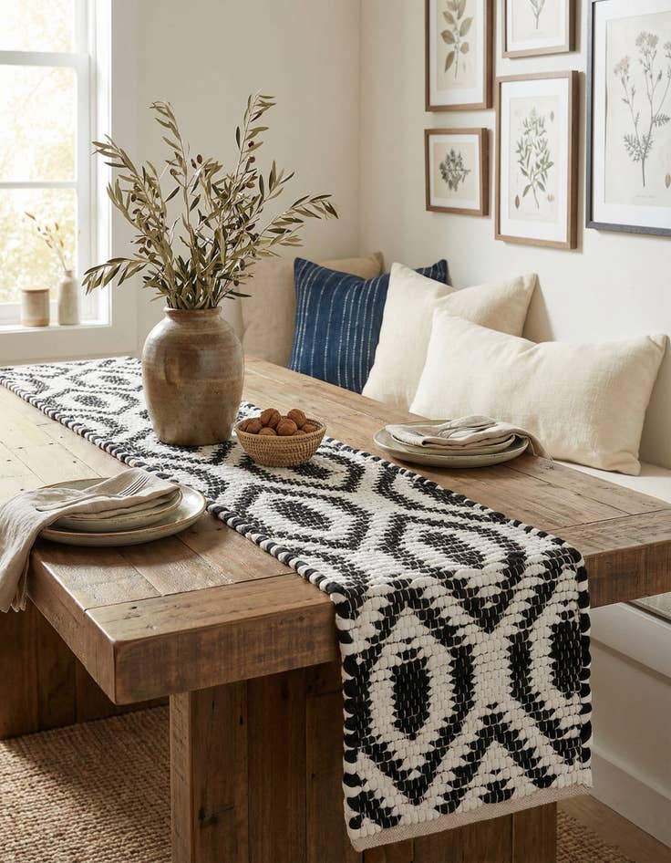 Detail image of 1' 2 x 5' 1  Hand Woven Chindi Jute Table Runner Rug