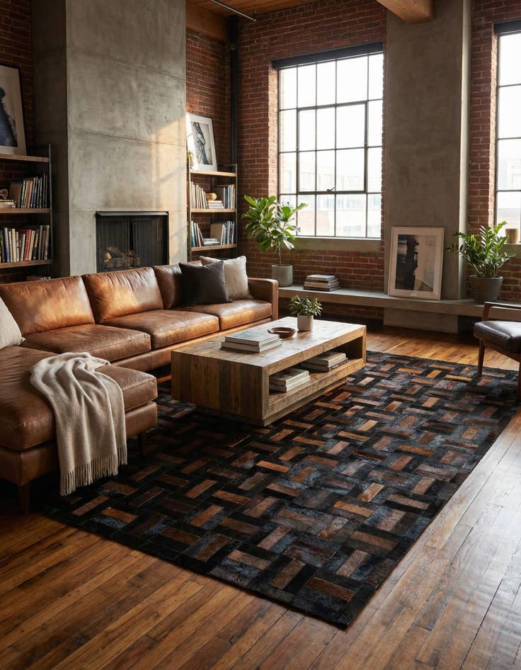 Detail image of 5' 3 x 8' 2 Cowhide - Patchwork Rug