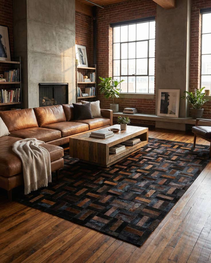 Detail image of 5' 3 x 8' 2 Cowhide - Patchwork Rug