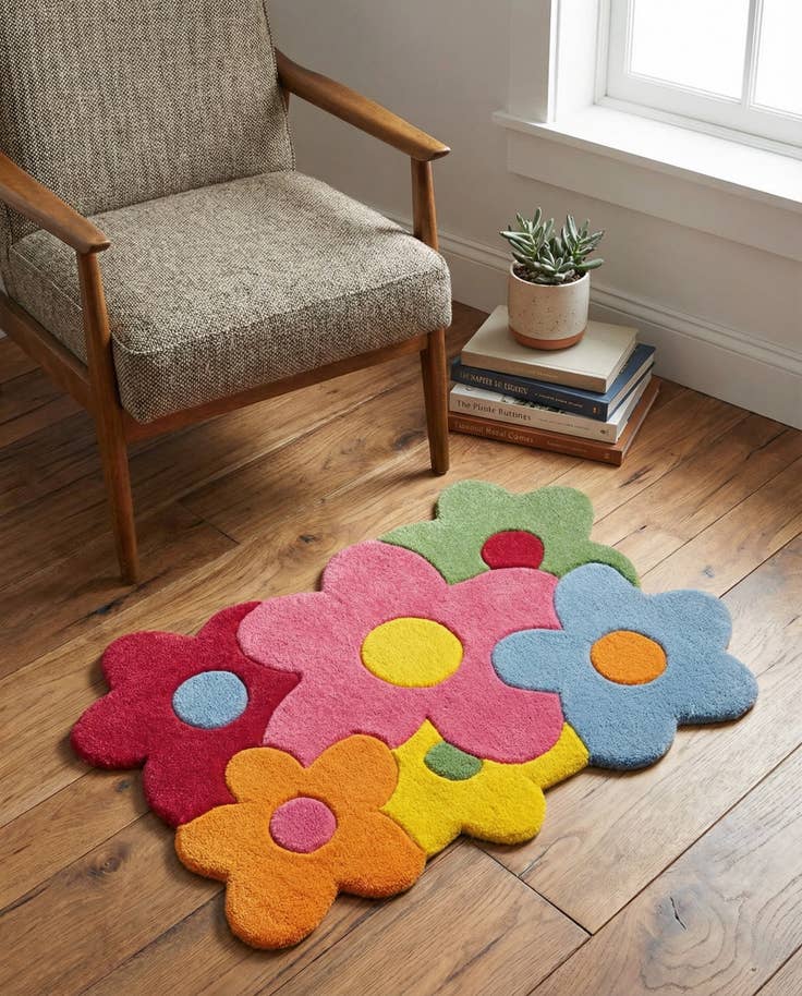 Detail image of 2' 2 x 3' 1 Happy Rugs Fluffy Flowers Wool