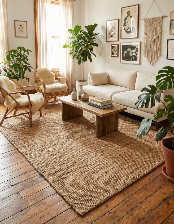 Detail image of 7' 1 x 10' Hand Woven Chunky Jute Rug