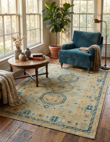 4' 10 x 6' 9 Hand Knotted Oushak Wool Rug