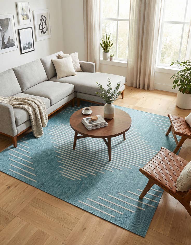 Detail image of 7' x 7' Washable Modern Indoor / Outdoor Square Rug