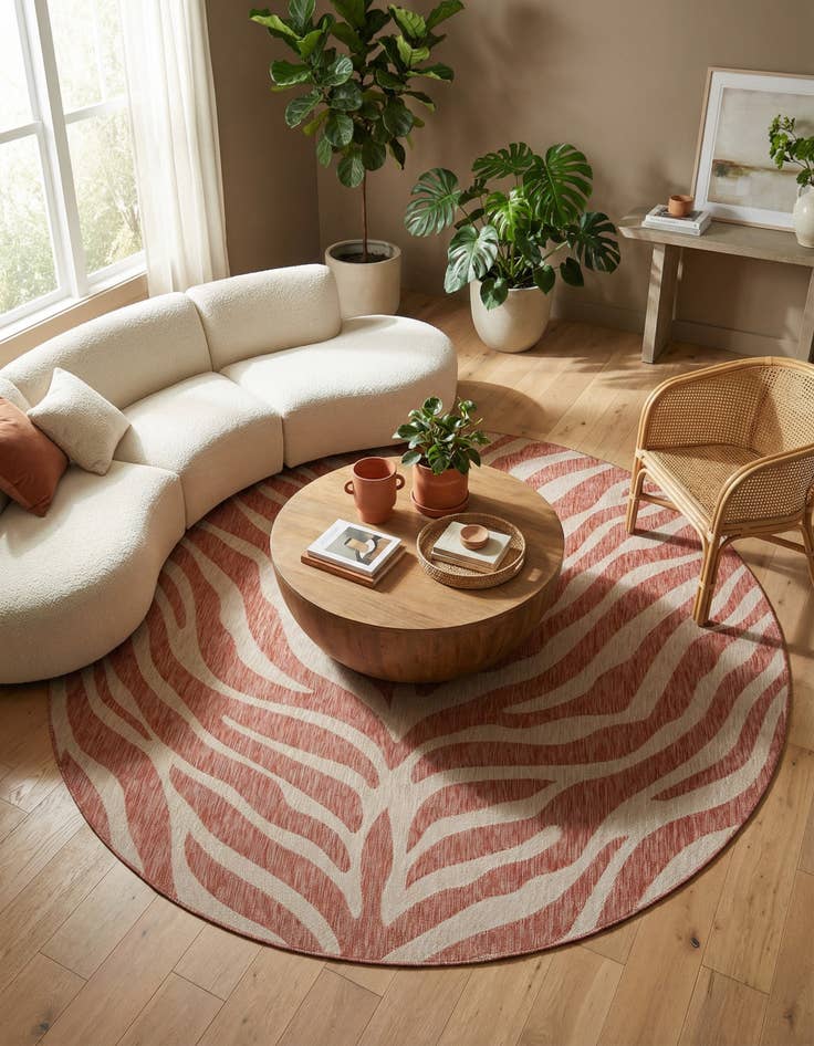 Detail image of 10' x 10'  Washable Safari Indoor / Outdoor Round Rug