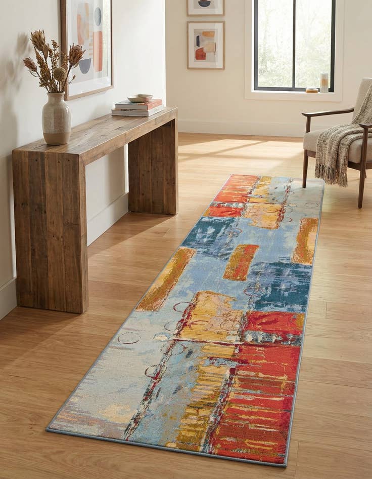 Detail image of 2' 7 x 12' Easy-Clean Modern Indoor / Outdoor Runner Rug