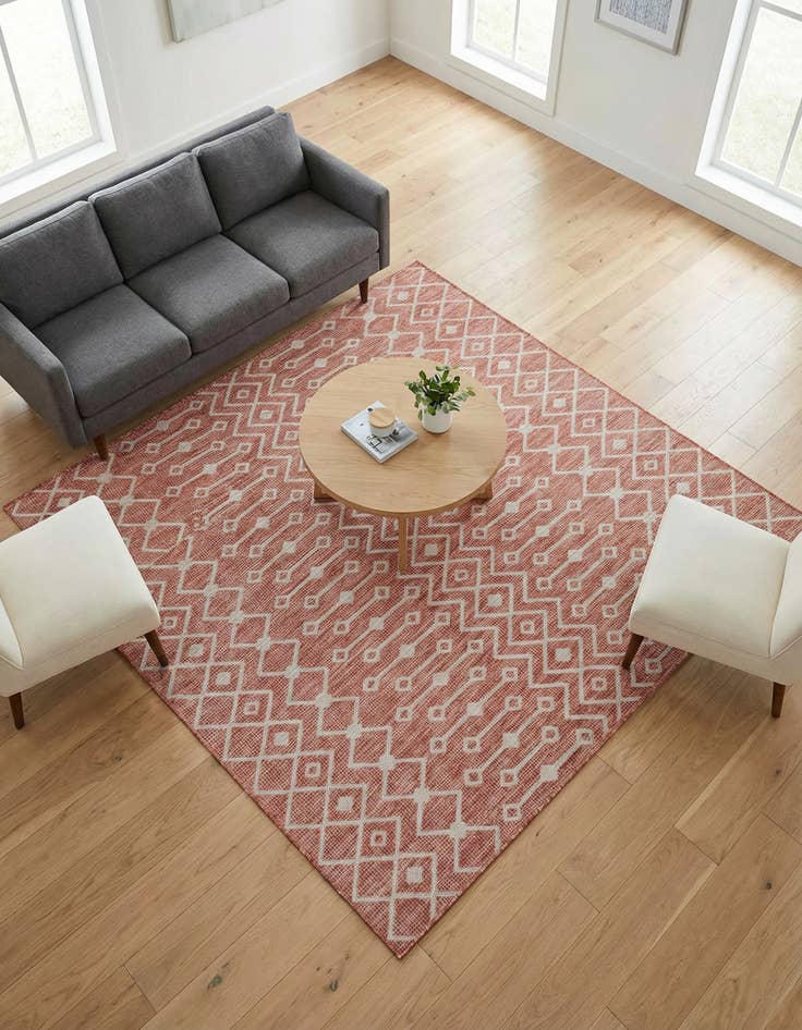Detail image of 7' 10 x 7' 10 Washable Lattice Indoor / Outdoor Square Rug