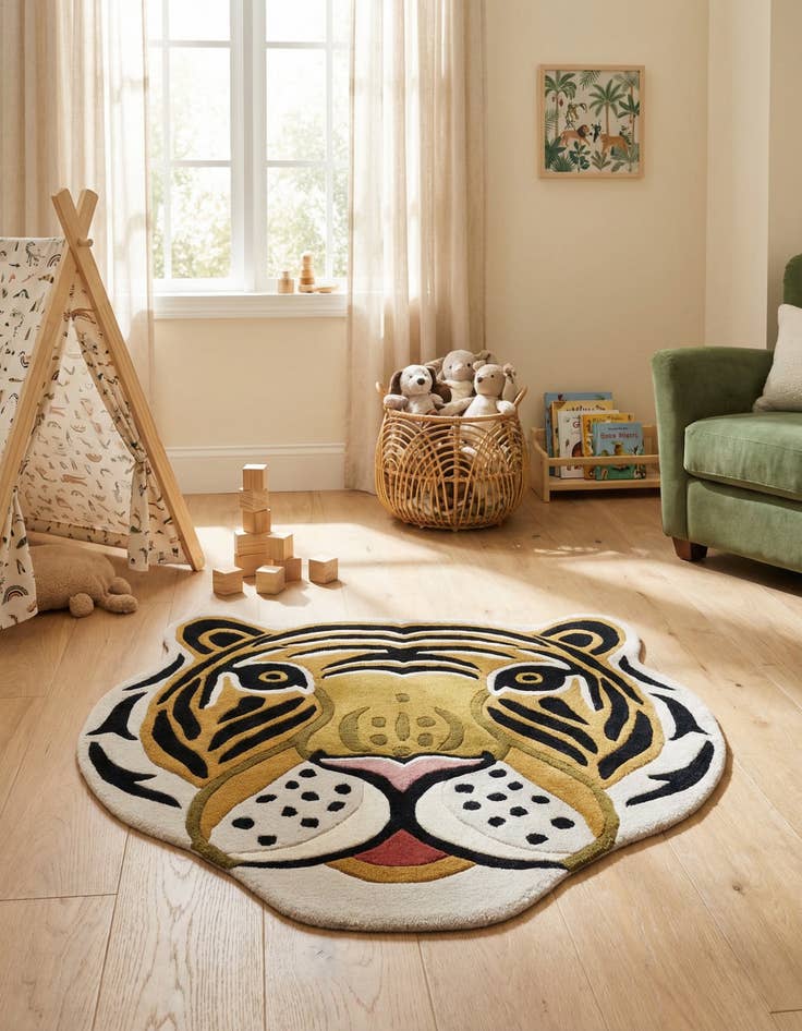 Detail image of 4' 1 x 4' 1 Playtime Kids Wool Freeform Rug