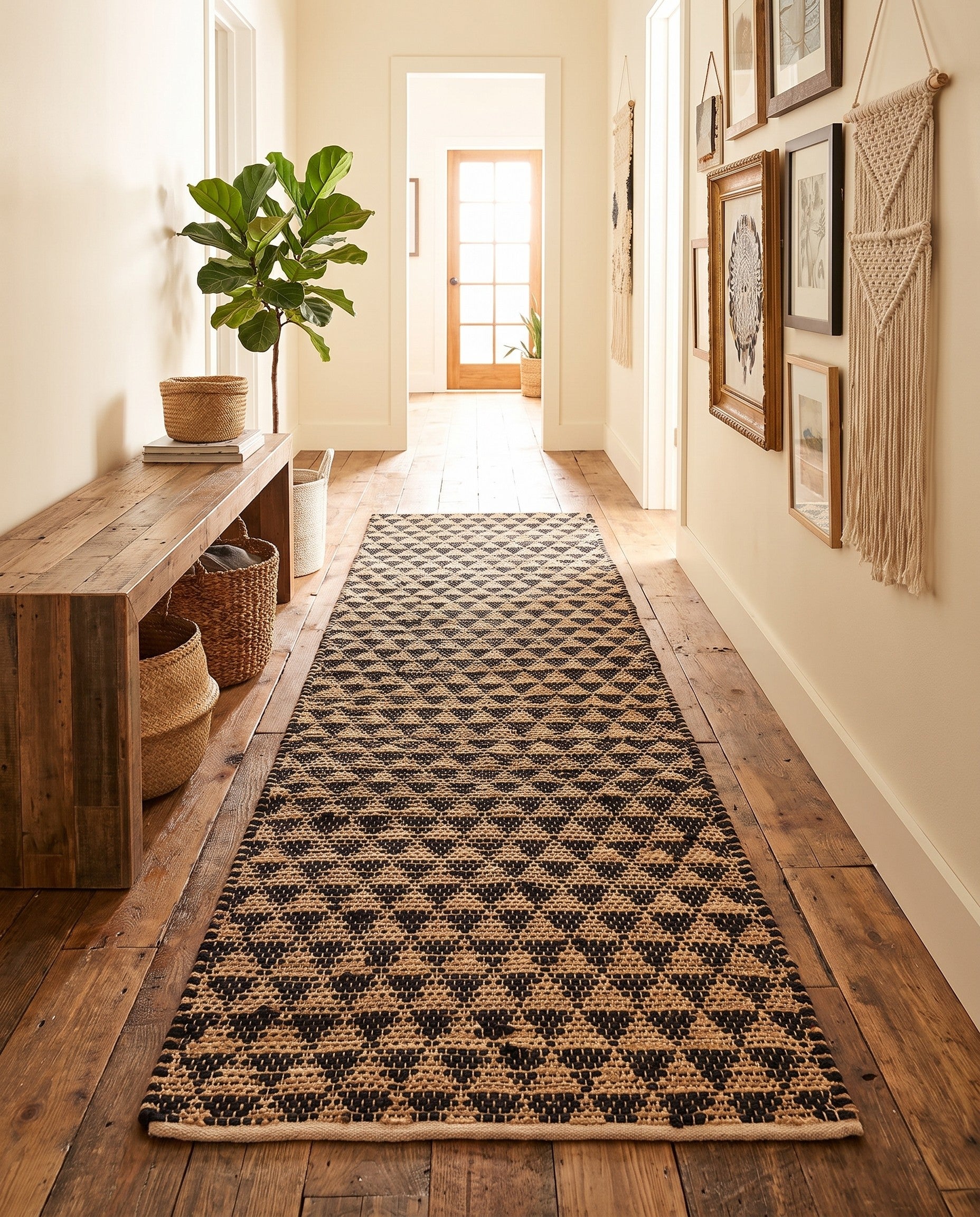 2' 7 x 9' Hand Woven Chindi Jute Runner Rug