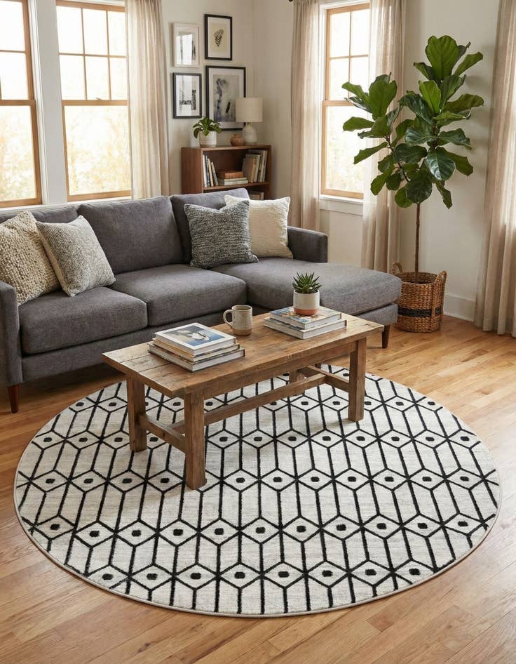 Detail image of 7' x 7' Lattice Trellis Round Rug