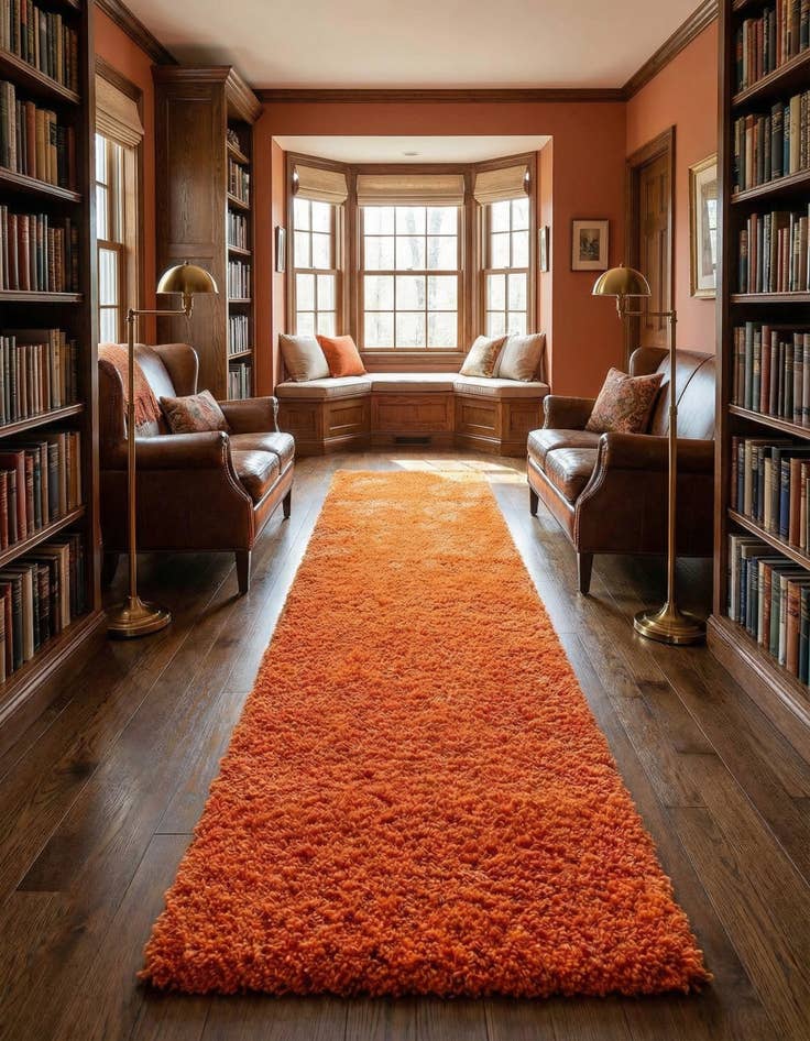 Detail image of 2' 7 x 16' 5 Solid Shag Runner Rug