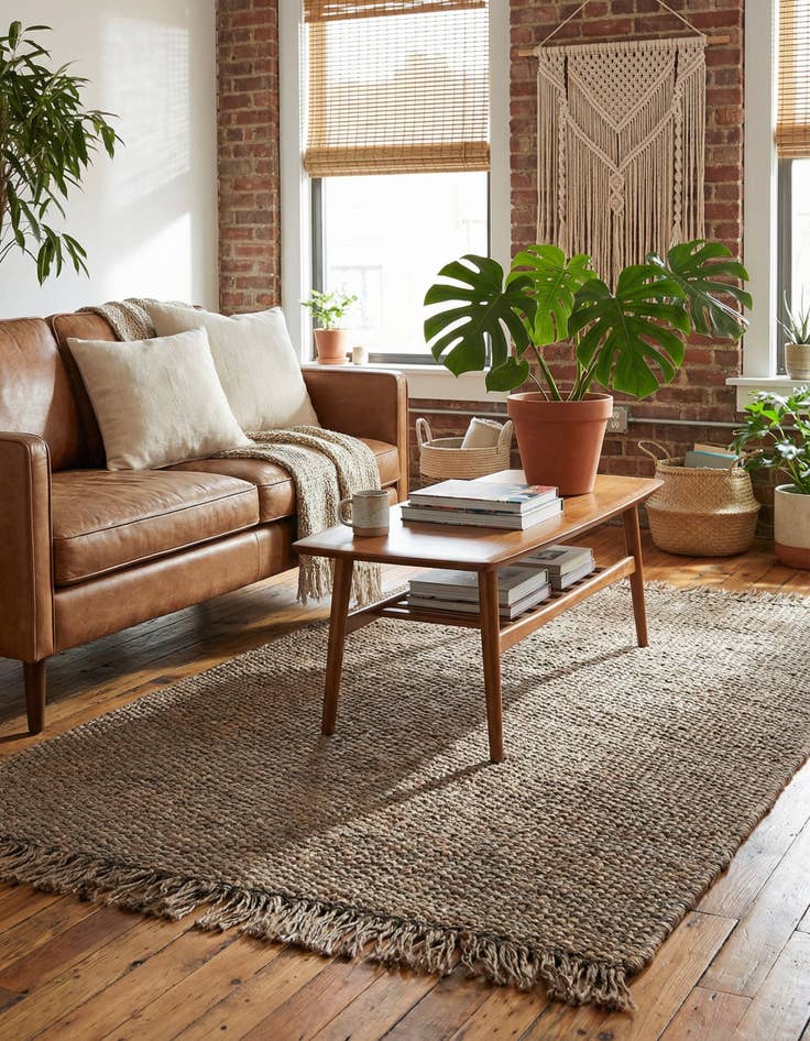 Detail image of 5' 1 x 8' Hand Woven Chunky Jute Rug