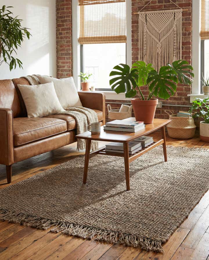 5' 1 x 8' Hand Woven Chunky Jute Rug