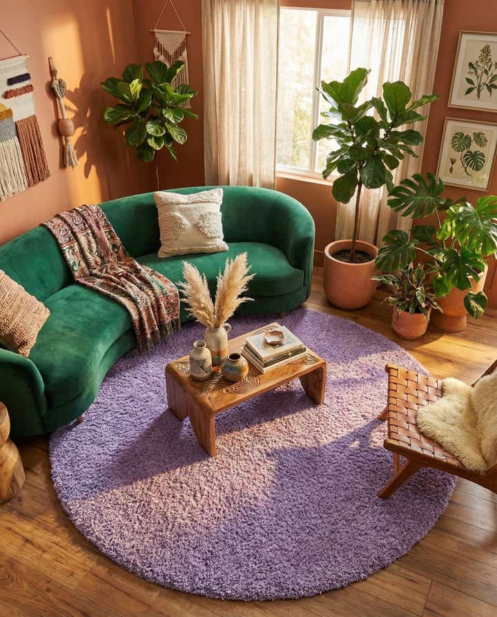 7' x 7' Solid Shag Round Rug