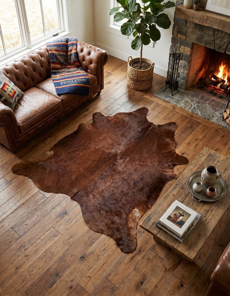 Detail image of 5' 4 x 5' 4 Cowhide Leather Square Rug