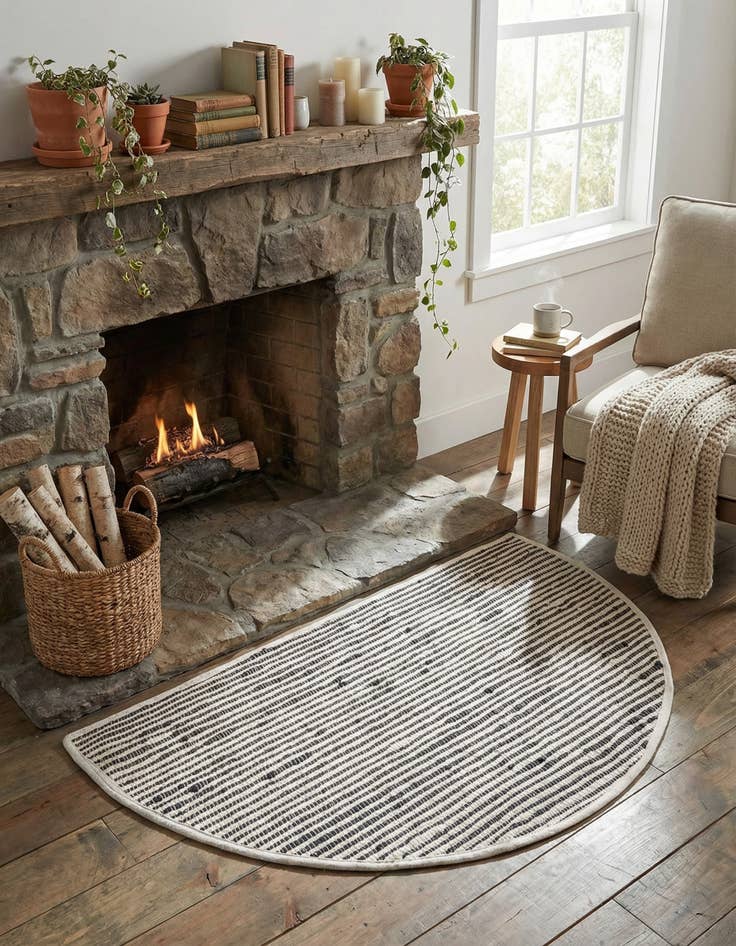 Detail image of 2' 2 x 3' 7  Hand Woven Chindi Jute Hearth Rug