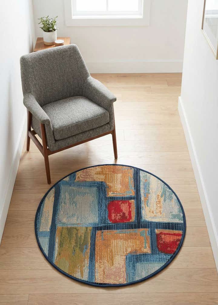 2' 7 x 2' 7 Easy-Clean Modern Indoor / Outdoor Round Rug