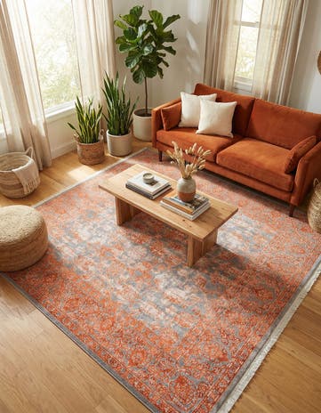 Terracotta Modern Classical Square Rug