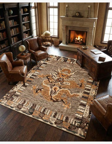 8' 7 x 10' 2 Hand Knotted Oushak Wool Rug