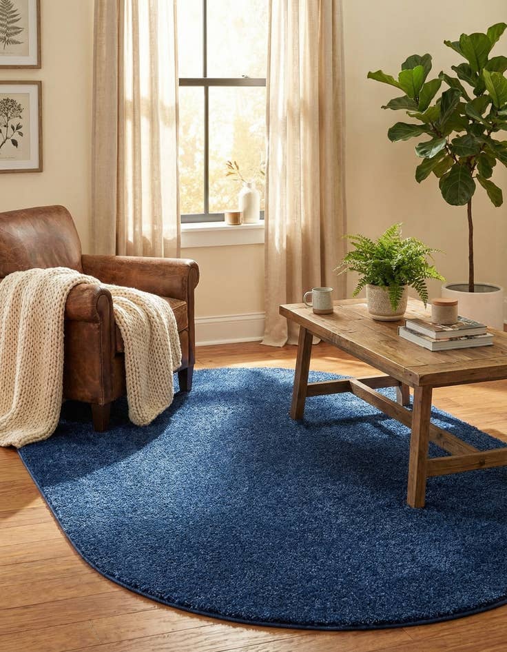 Detail image of 5' x 8' Solid Frieze Oval Rug