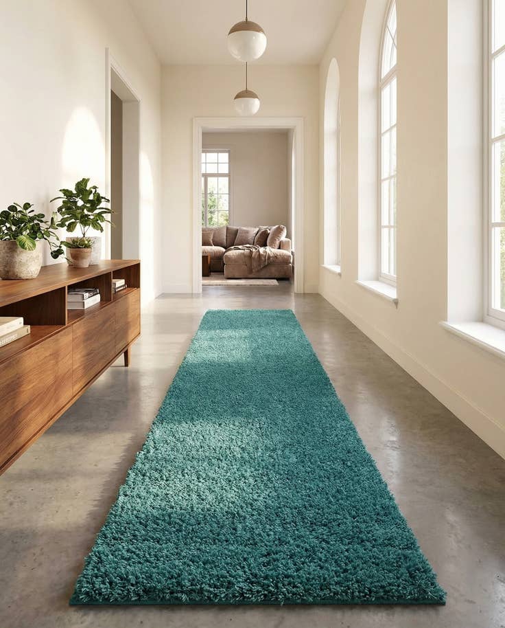 Detail image of 2' 7 x 14' Solid Shag Runner Rug