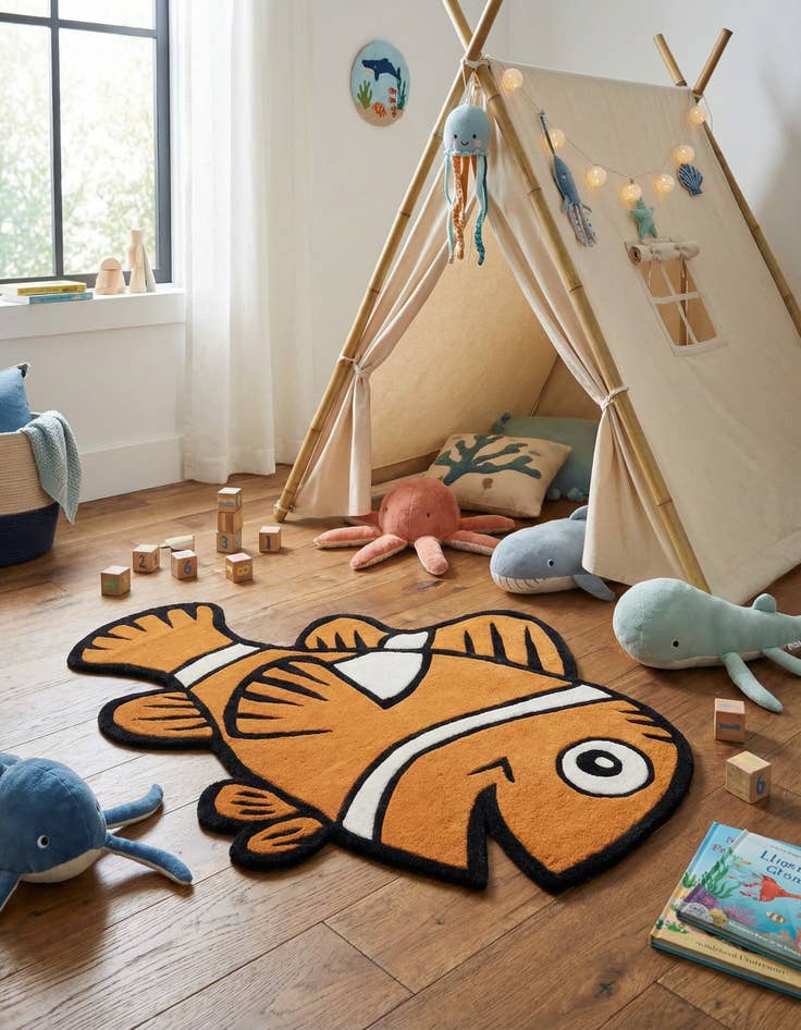 Detail image of 4' 1 x 6' 1 Playtime Kids Wool Freeform Rug