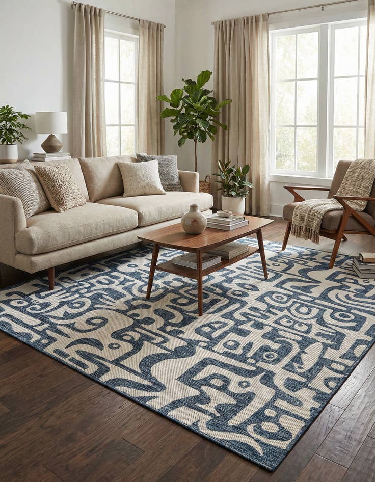 Detail image of 7' 10 x 7' 10  Washable Modern Indoor / Outdoor Square Rug