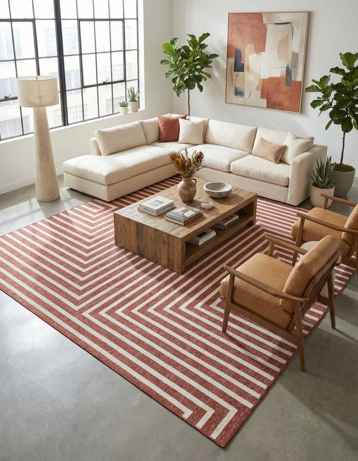 Detail image of 12' x 12'  Washable Modern Indoor / Outdoor Square Rug