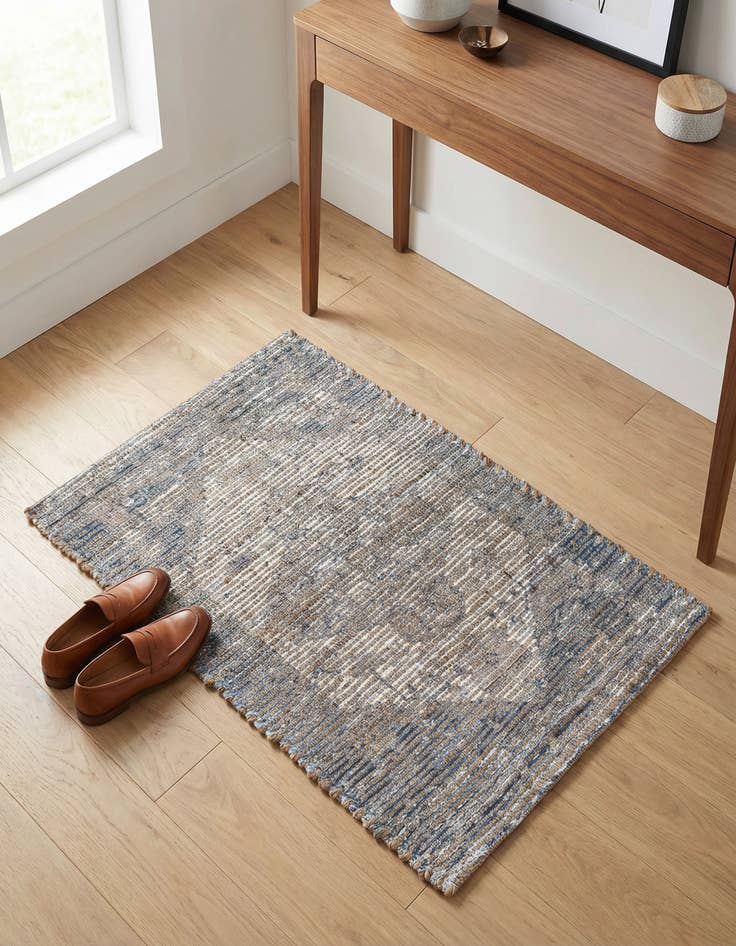 Detail image of  2' x 3' 1  Hand Woven Chenille Jute Rug