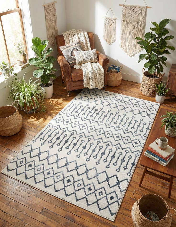 Detail image of 5' 3 x 8' Bohemian Trellis Rug