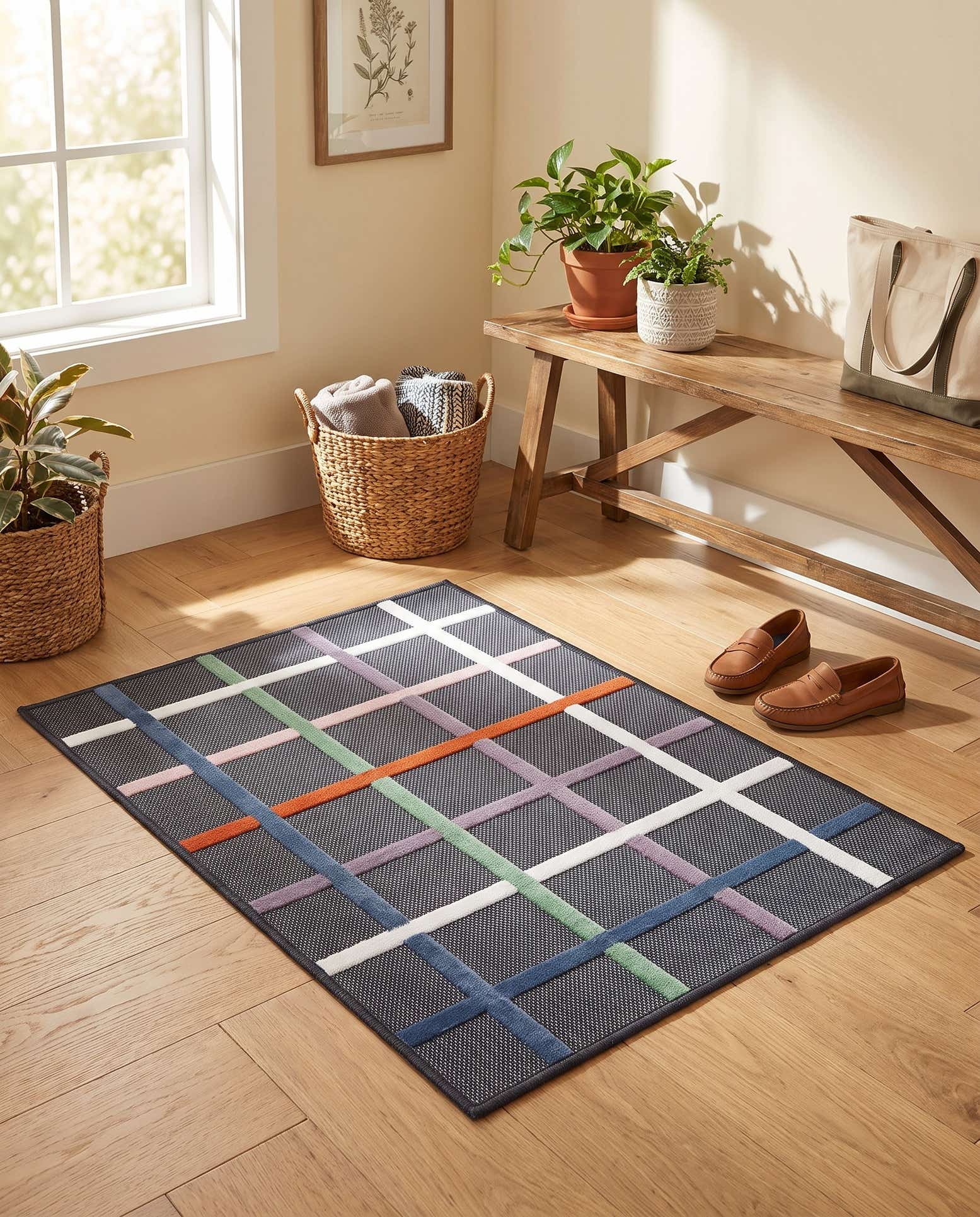 2' 2 x 3' Easy-Clean Checkered Indoor / Outdoor Rug