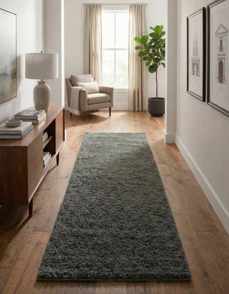 Detail image of 2' 7 x 13' Soft Solid Shag Runner Rug