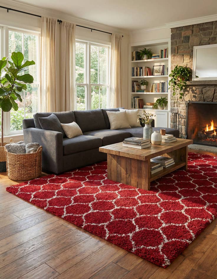 Detail image of  10' 8 x 14' Lattice Shag Rug