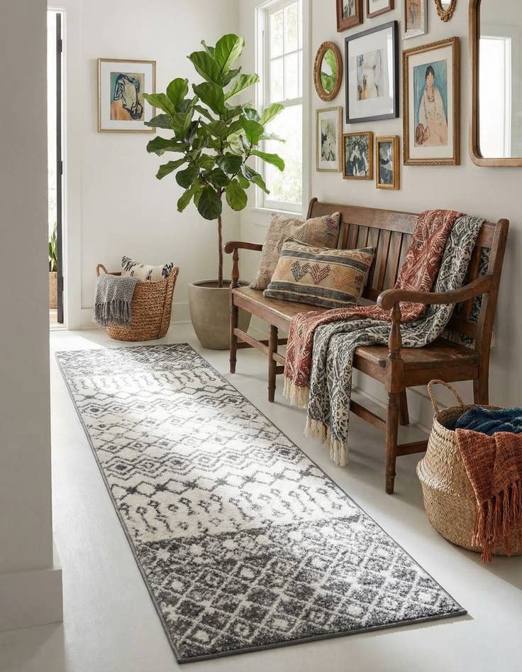 Detail image of 2' x 7' Moroccan Trellis Runner Rug