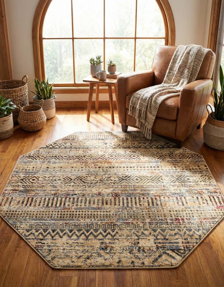 Detail image of 5' 3 x 5' 3 Saturn Octagon Rug