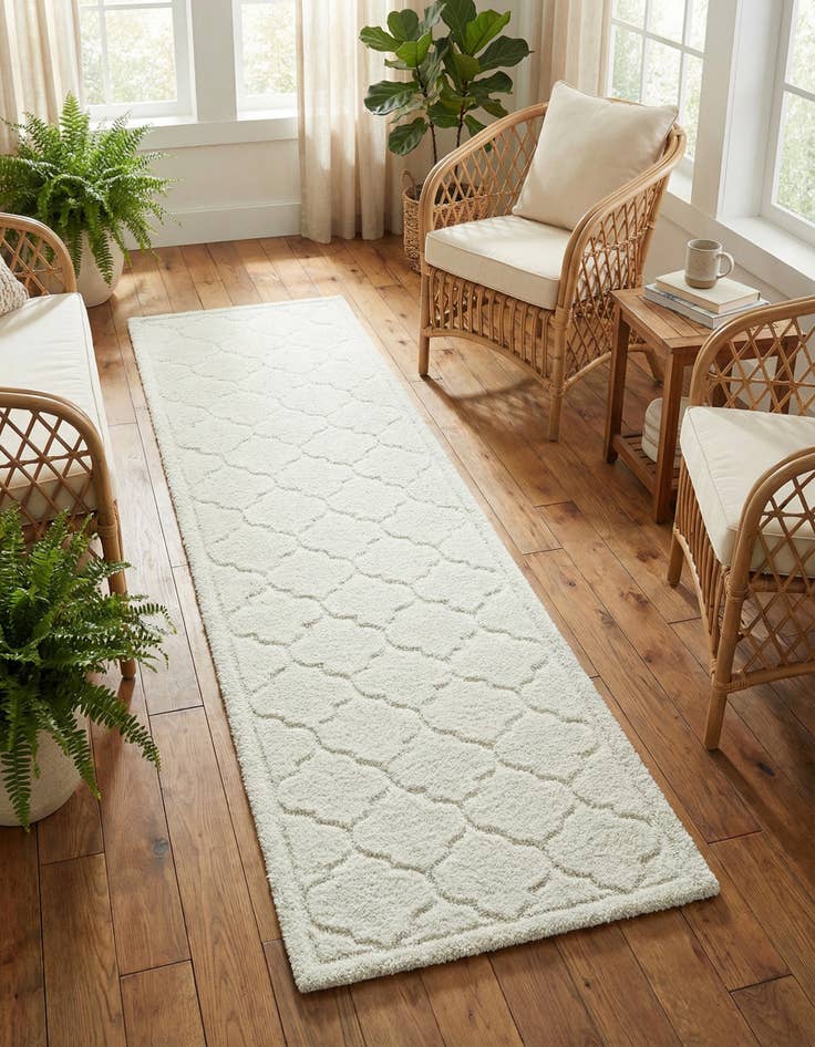 Detail image of 2' 7 x 10' Trellis Shag Runner Rug