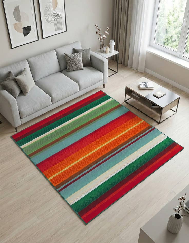 Detail image of 6' x 6' Washable Modern Indoor / Outdoor Square Rug