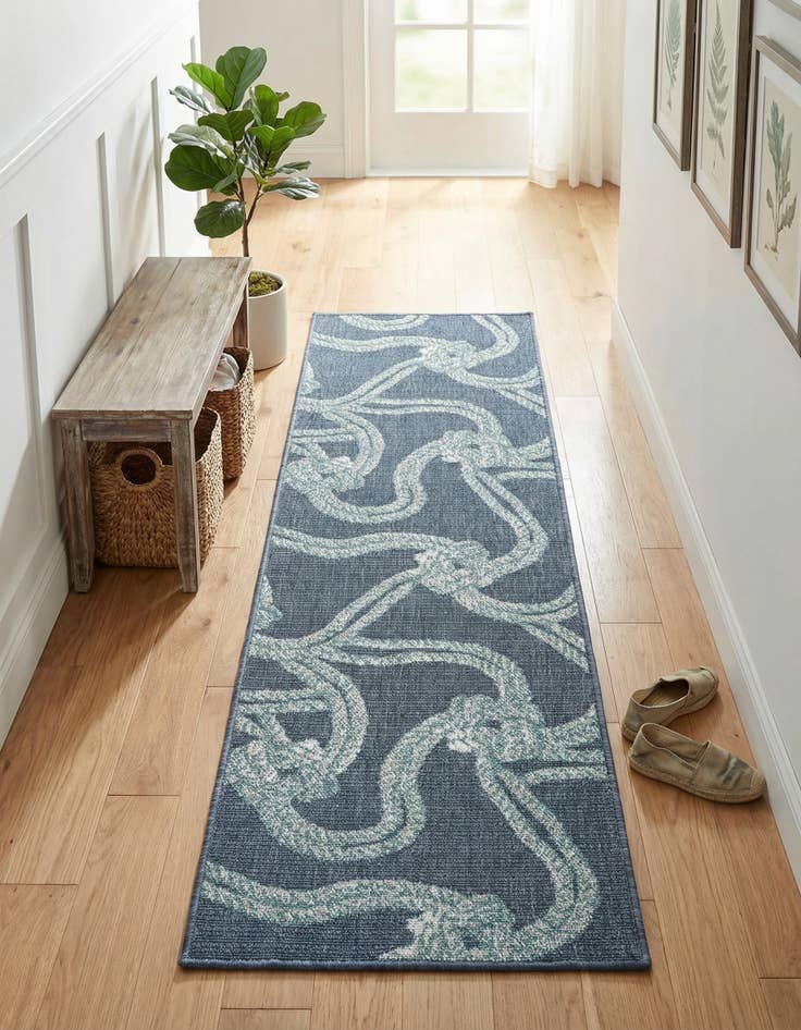 Detail image of 2' x 6' Washable Coastal Indoor / Outdoor Runner Rug