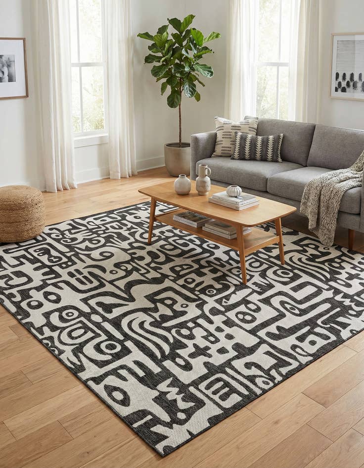 Detail image of 10' x 10'  Washable Modern Indoor / Outdoor Square Rug