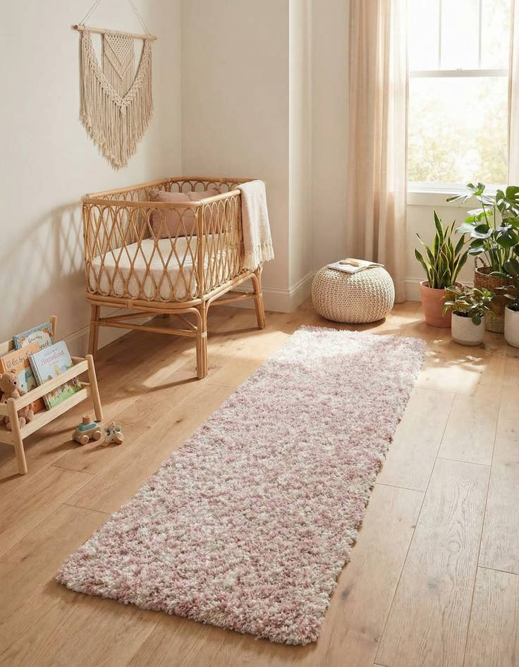 Detail image of 2' x 7' Moroccan Trellis Shag Runner Rug