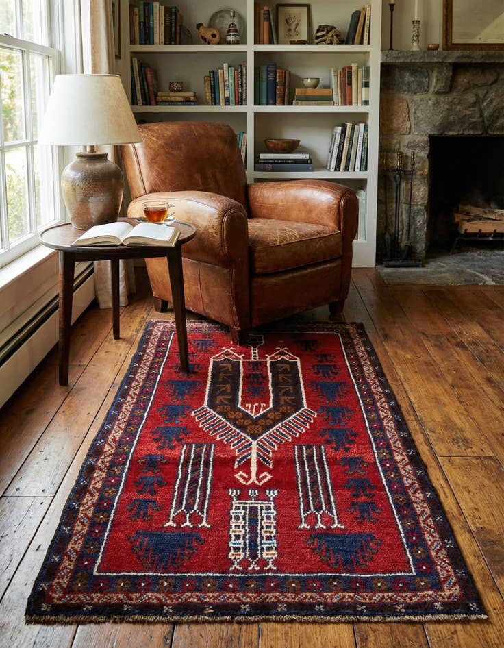 Detail image of 2' 9 x 4' 9 Hand Knotted Balouch Persian Wool Rug