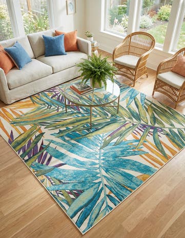 10' x 10' Easy-Clean Botanical Indoor / Outdoor Square Rug