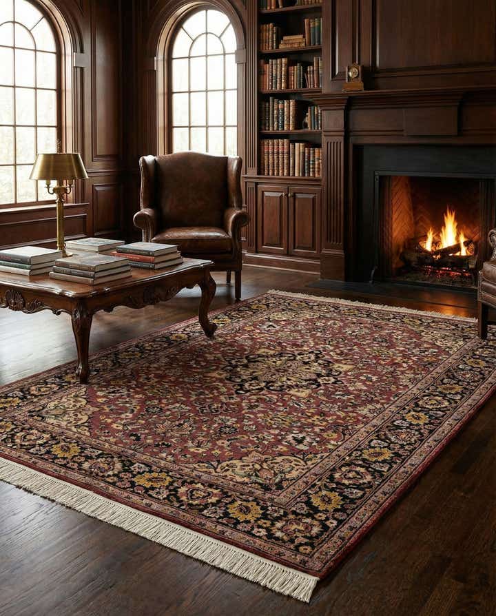 4' 3 x 6' 1 Hand Knotted Kashmir Oriental Wool Rug
