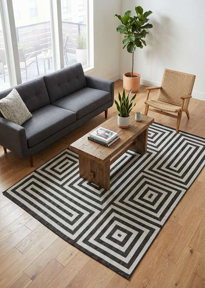 5' 3 x 7' Easy-Clean Modern Indoor / Outdoor Rug