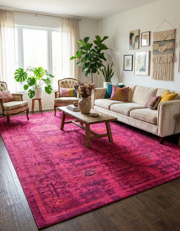 Magenta Washable Fleur Rug