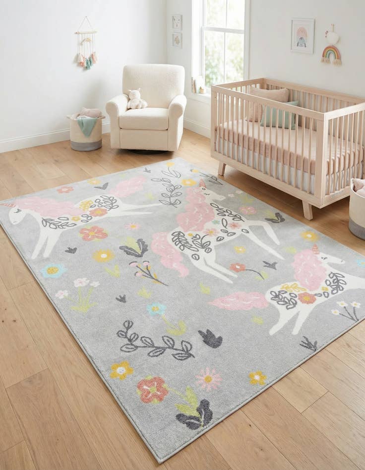 Detail image of 7' 10 x 10' Unicorns Whimsy Kids Rug
