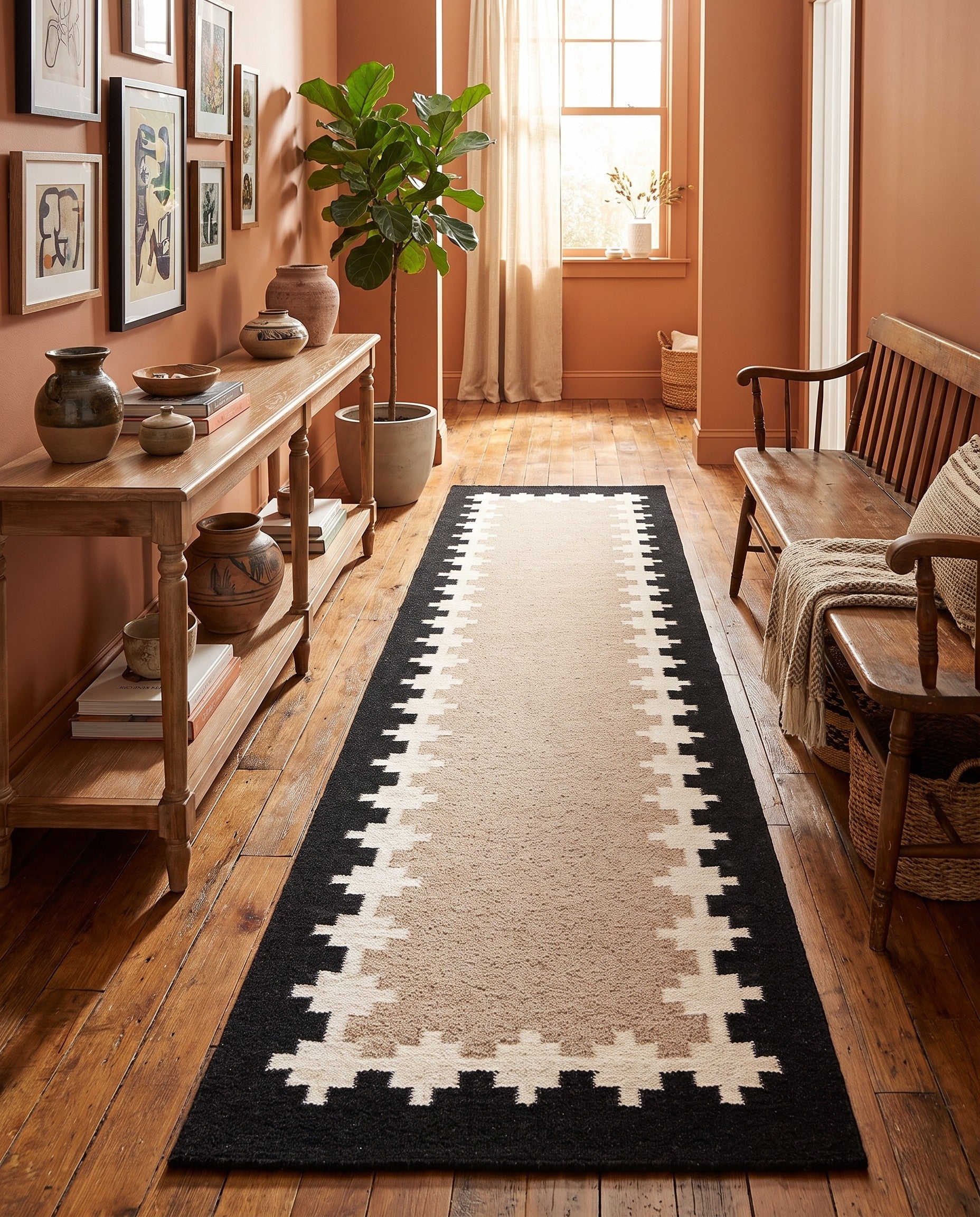 2' 7 x 10' Hand Woven Kilim Wool Runner Rug
