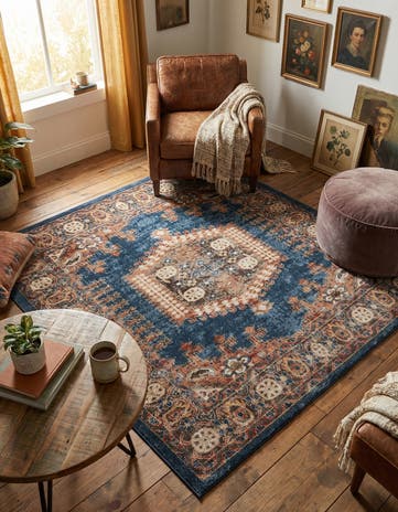 Blue Arcadia Square Rug