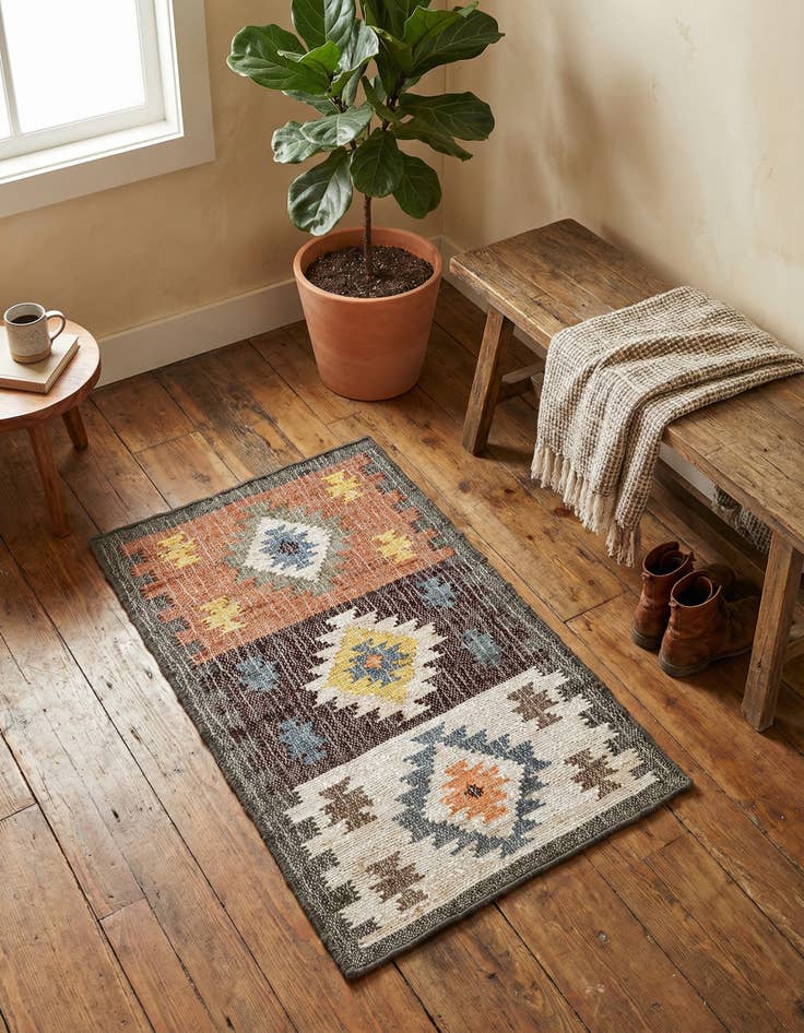 Detail image of 2' x 3' 1 Hand Woven Kala Handwoven Jute Rug