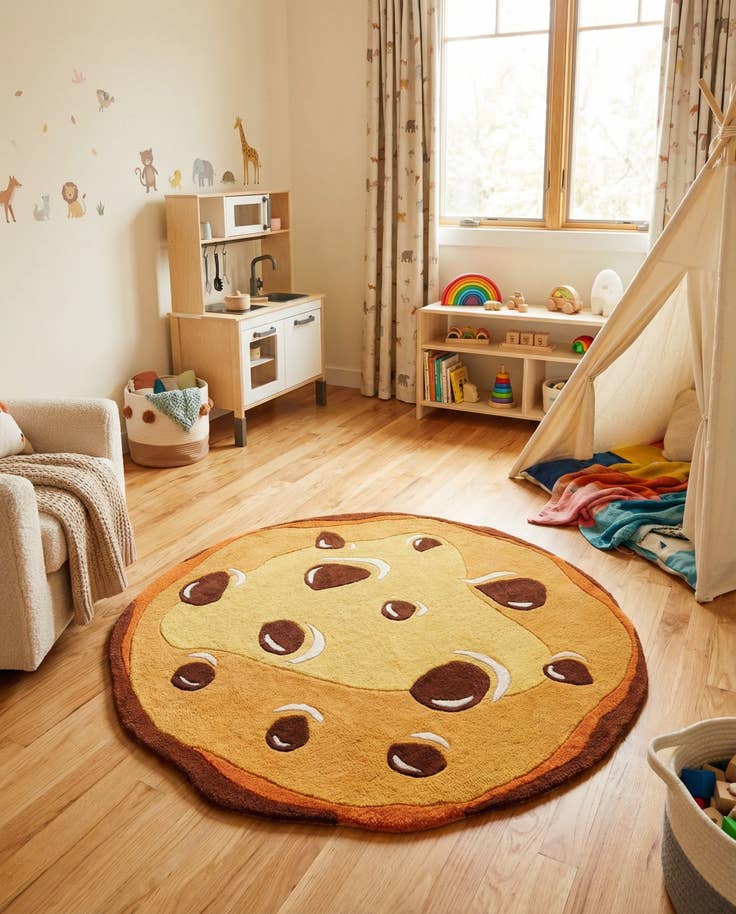 Detail image of 4' 1 x 4' 1 Playtime Kids Wool Freeform Rug