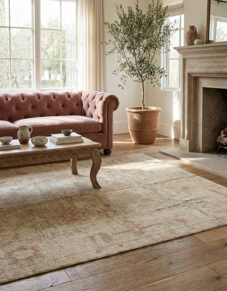 Detail image of 5' 2 x 7' Hand Knotted Oushak Wool Rug